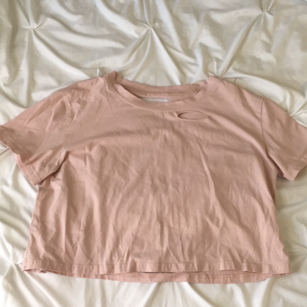 Pink crop top with rips